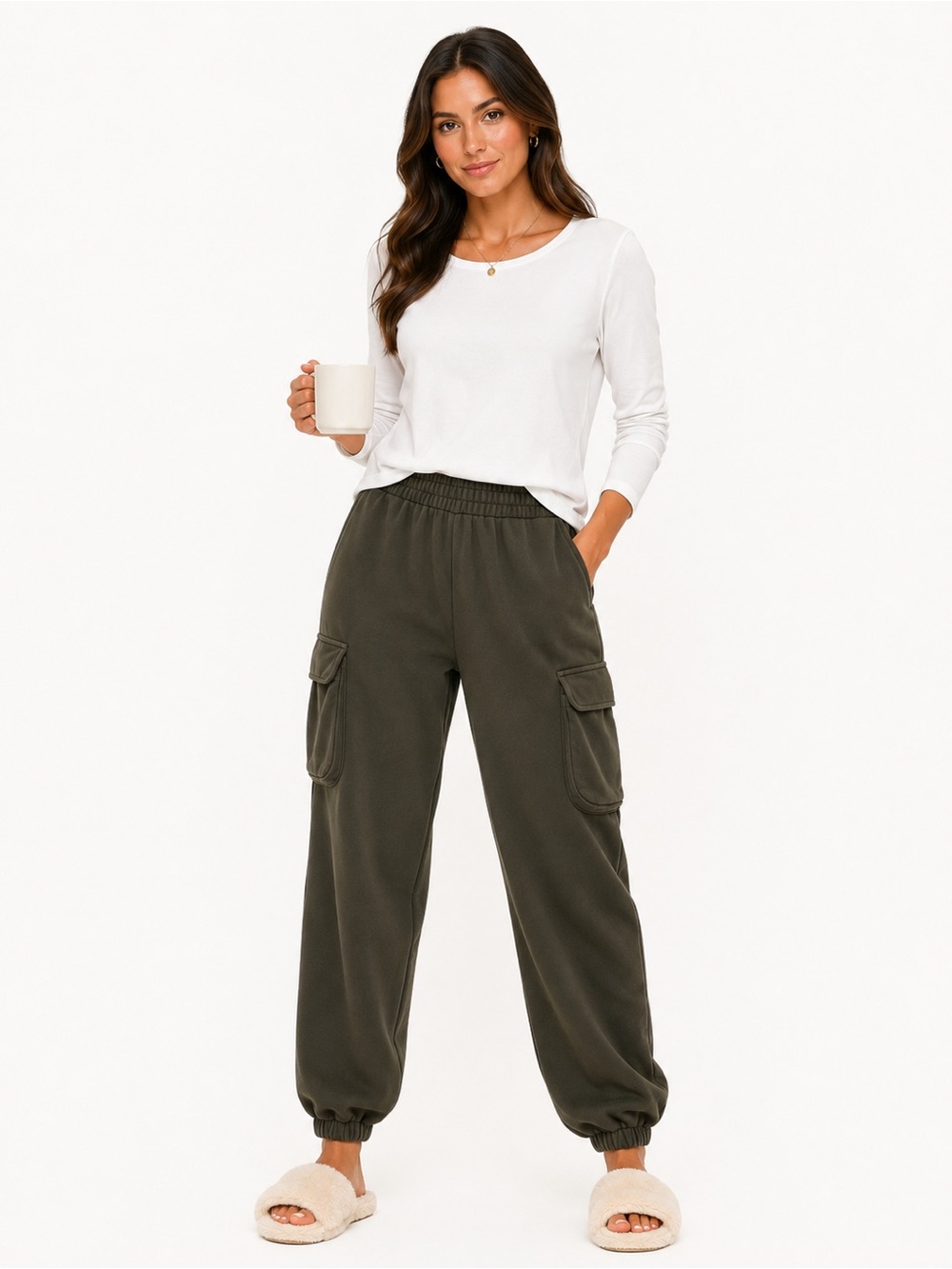 Ashley Blue Olive Green Cargo Jogger Pants